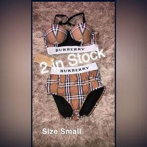 Burberry Checkered Bikini with Black and Tan Accents
